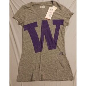 NEW Under Armour HeatGear Semi-Fitted U of Washington Warriors V Neck Tee, Small